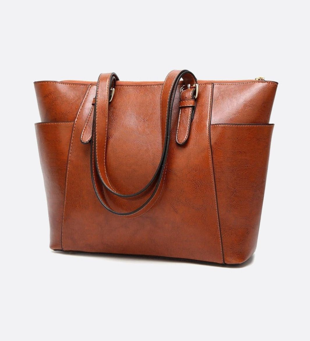 Classic Structured Leather Shopper Handbag