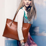 Camel PU Leather Tote Bag – Timeless, Roomy & Refined