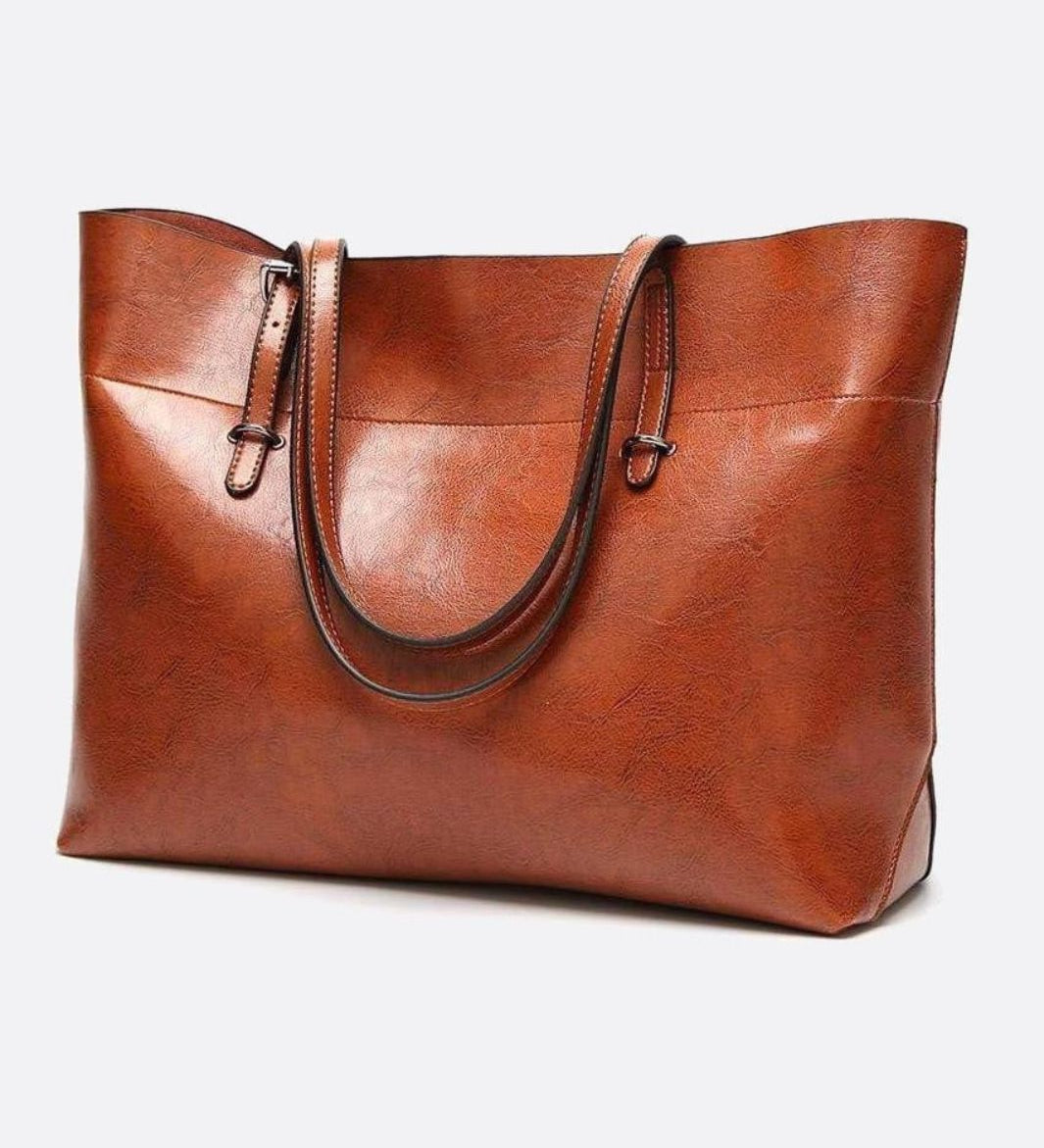Camel PU Leather Tote Bag – Timeless, Roomy & Refined