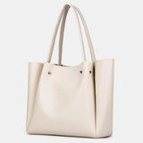 Structured Leather Tote Handbag with Soft Handles