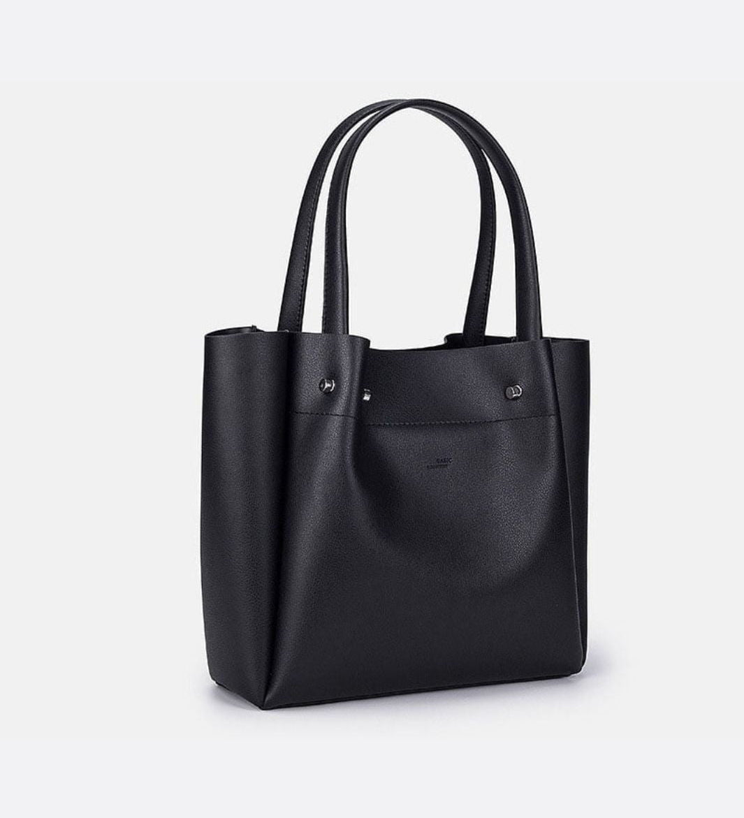 Minimalist Leather Tote Handbag with Open Top Design