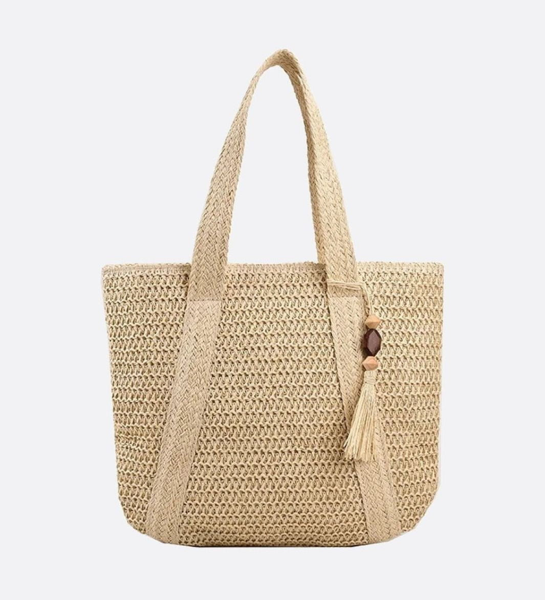 Woven Tote Bag with Tassel Detail – Casual Everyday Handbag