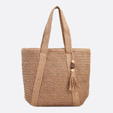 Woven Tote Bag with Tassel Detail – Casual Everyday Handbag