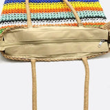 Striped Woven Tote Bag with Tassel Detail