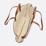 Oversized Canvas Tote Handbag with Leather Detail