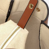 Oversized Canvas Tote Handbag with Leather Detail