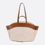 Oversized Canvas Tote Handbag with Leather Detail