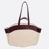 Oversized Canvas Tote Handbag with Leather Detail