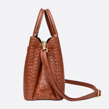 Valencia Croc-Embossed Leather Tote – Structured Top Handle Bag with Lock Detail