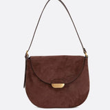 Lise | Chic Brown Suede Effect Shoulder Bag – Elegant Hobo Style with Gold Hardware