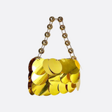 Gold Sequin Party Bag – Glamorous Mini Handbag with Bead Chain