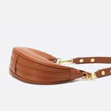 Minimalist Crescent Shoulder Bag with Gold Hardware