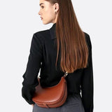 Minimalist Crescent Shoulder Bag with Gold Hardware