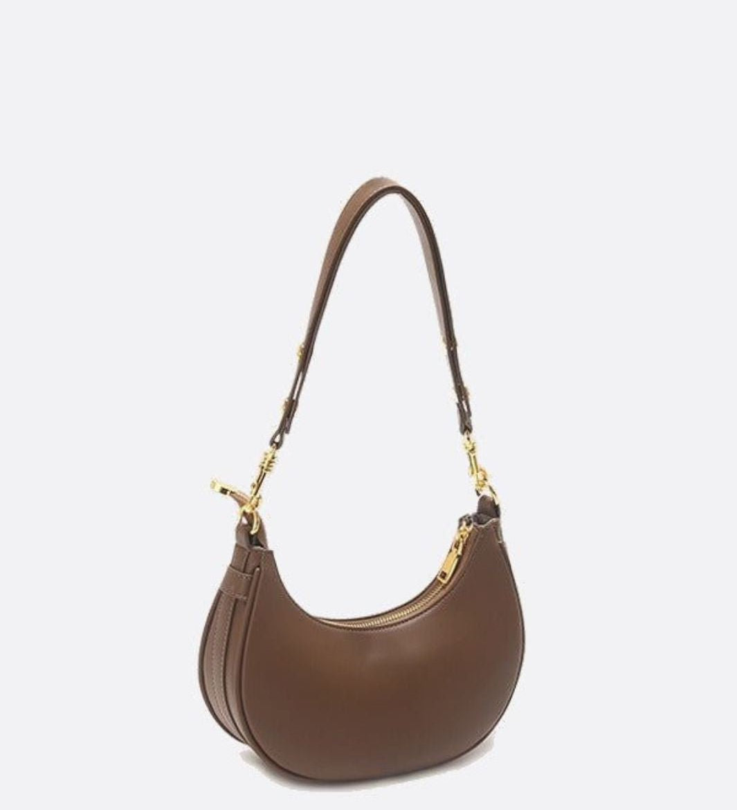 Minimalist Crescent Shoulder Bag with Gold Hardware