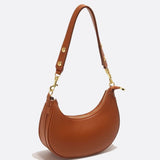 Minimalist Crescent Shoulder Bag with Gold Hardware