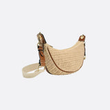 Woven Crescent Shoulder Bag – Boho Chic Rattan-Style Purse