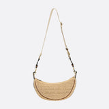 Woven Crescent Shoulder Bag – Boho Chic Rattan-Style Purse