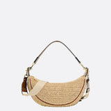 Woven Crescent Shoulder Bag – Boho Chic Rattan-Style Purse