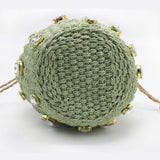 Luna Mini Gem-Embellished Bucket Bag – Woven Handle Purse