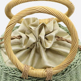 Luna Mini Gem-Embellished Bucket Bag – Woven Handle Purse