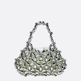 Floral Metal Frame Evening Bag – Sculptural Silver Mini Handbag