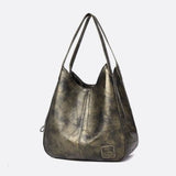 Brown Distressed Faux Leather Hobo Bag - Slouchy & Spacious