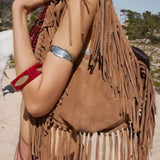 Boho Fringe Hobo Bag – Suede-Look Slouchy Shoulder Purse