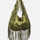 Boho Fringe Hobo Bag – Suede-Look Slouchy Shoulder Purse