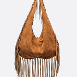 Boho Fringe Hobo Bag – Suede-Look Slouchy Shoulder Purse