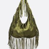 Boho Fringe Hobo Bag – Suede-Look Slouchy Shoulder Purse