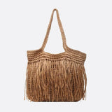 Paloma Raffia Fringe Tote – Woven Beach Bag
