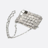 Mini chain-link bag with square metallic plates