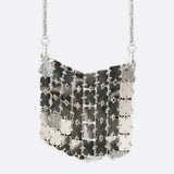 Mini chain-link bag with square metallic plates