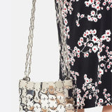 Mini chain-link bag with square metallic plates