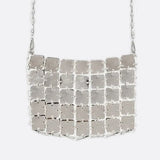 Mini chain-link bag with square metallic plates