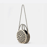 Round Spiral Woven Crossbody Bag – Handcrafted Tote