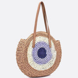 Serena Round Colorblock Straw Bag – Multicolor Circle Tote
