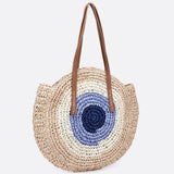 Serena Round Colorblock Straw Bag – Multicolor Circle Tote