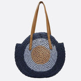 Serena Round Colorblock Straw Bag – Multicolor Circle Tote