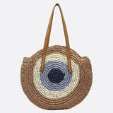 Serena Round Colorblock Straw Bag – Multicolor Circle Tote