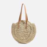 Solara Woven Straw Tote Bag – Round Crochet Beach Bag
