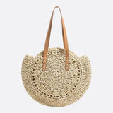 Solara Woven Straw Tote Bag – Round Crochet Beach Bag