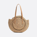 Solara Woven Straw Tote Bag – Round Crochet Beach Bag