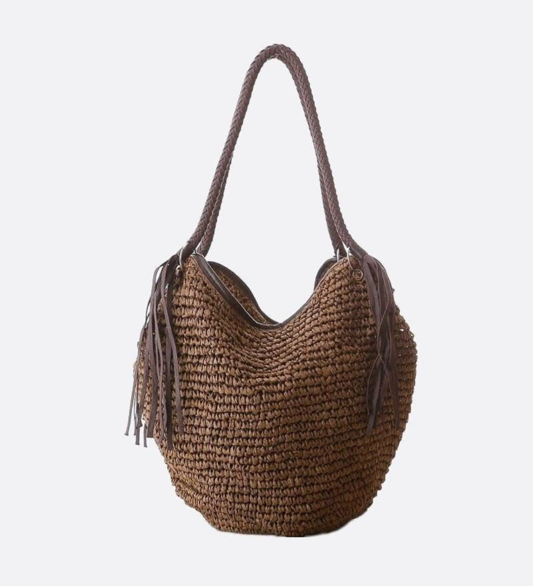 Sierra Soft Straw Shoulder Bag – Woven Hobo Tote