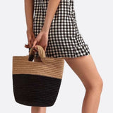 Noir Terra Two-Tone Rope Tote – Black and Beige