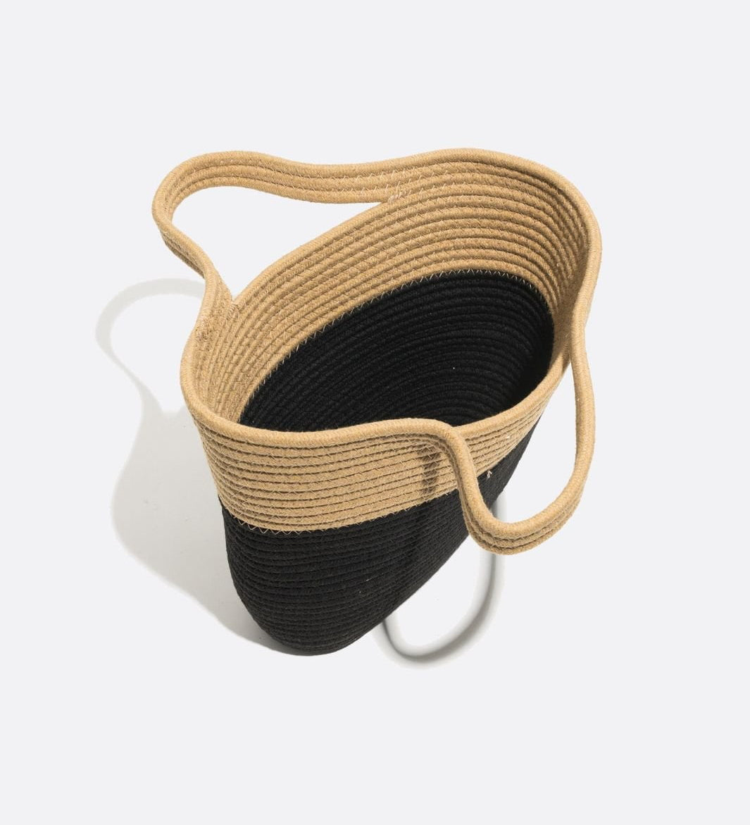 Noir Terra Two-Tone Rope Tote – Black and Beige