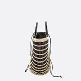 Woven Half-Moon Tote Bag – Handcrafted Straw Arc Purse with Ring Handles