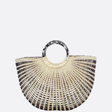 Woven Half-Moon Tote Bag – Handcrafted Straw Arc Purse with Ring Handles