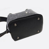 Black Rhinestone Bucket Bag – Sparkly Evening Shoulder Bag