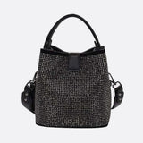 Black Rhinestone Bucket Bag – Sparkly Evening Shoulder Bag